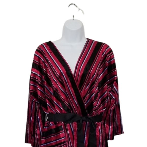 NY Collection Striped Velvet Wrap Dress Asymmetric Hem Belted Plus Petite Sz 2XP - Picture 5 of 7